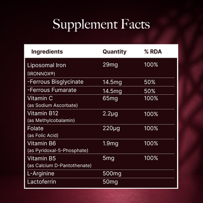 Iron+ With Liposomal Iron, Lactoferrin, Folate and Vitamin B12
